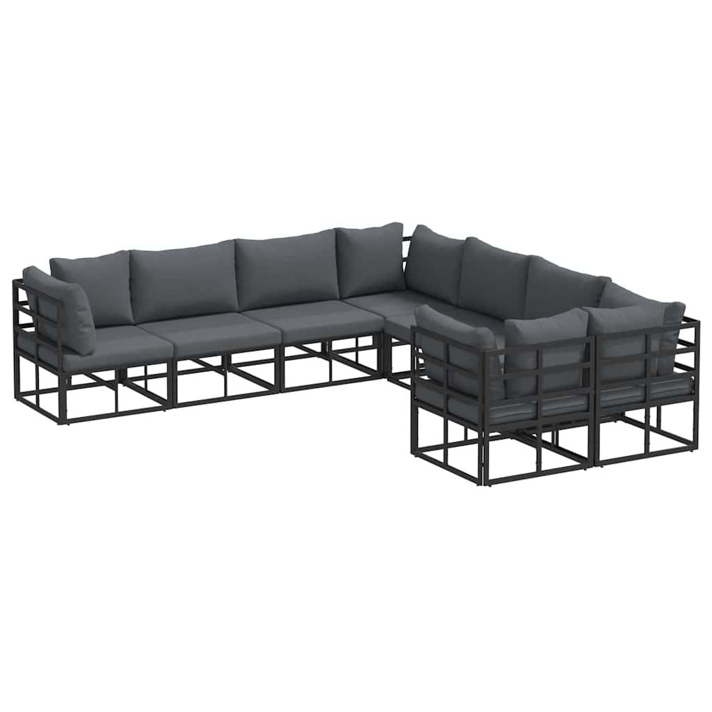 vidaXL Garden Sofa Set 8 pcs Black Steel 2
