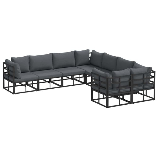 vidaXL Garden Sofa Set 8 pcs Black Steel 2