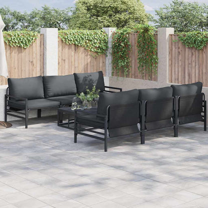 vidaXL Garden Sofa Set 7 pcs Black Steel 1