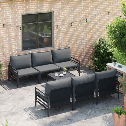 vidaXL Garden Sofa Set 7 pcs Black Steel 3