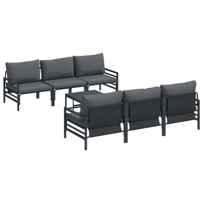 vidaXL Garden Sofa Set 7 pcs Black Steel 2