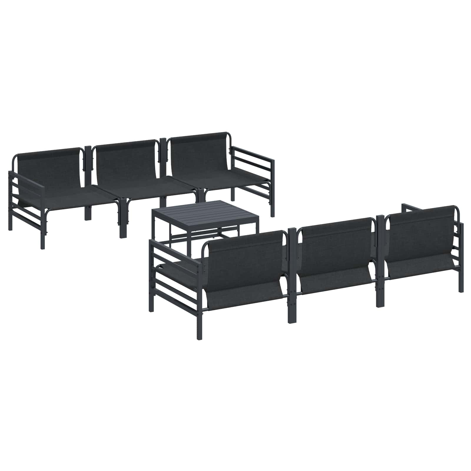 vidaXL Garden Sofa Set 7 pcs Black Steel 6
