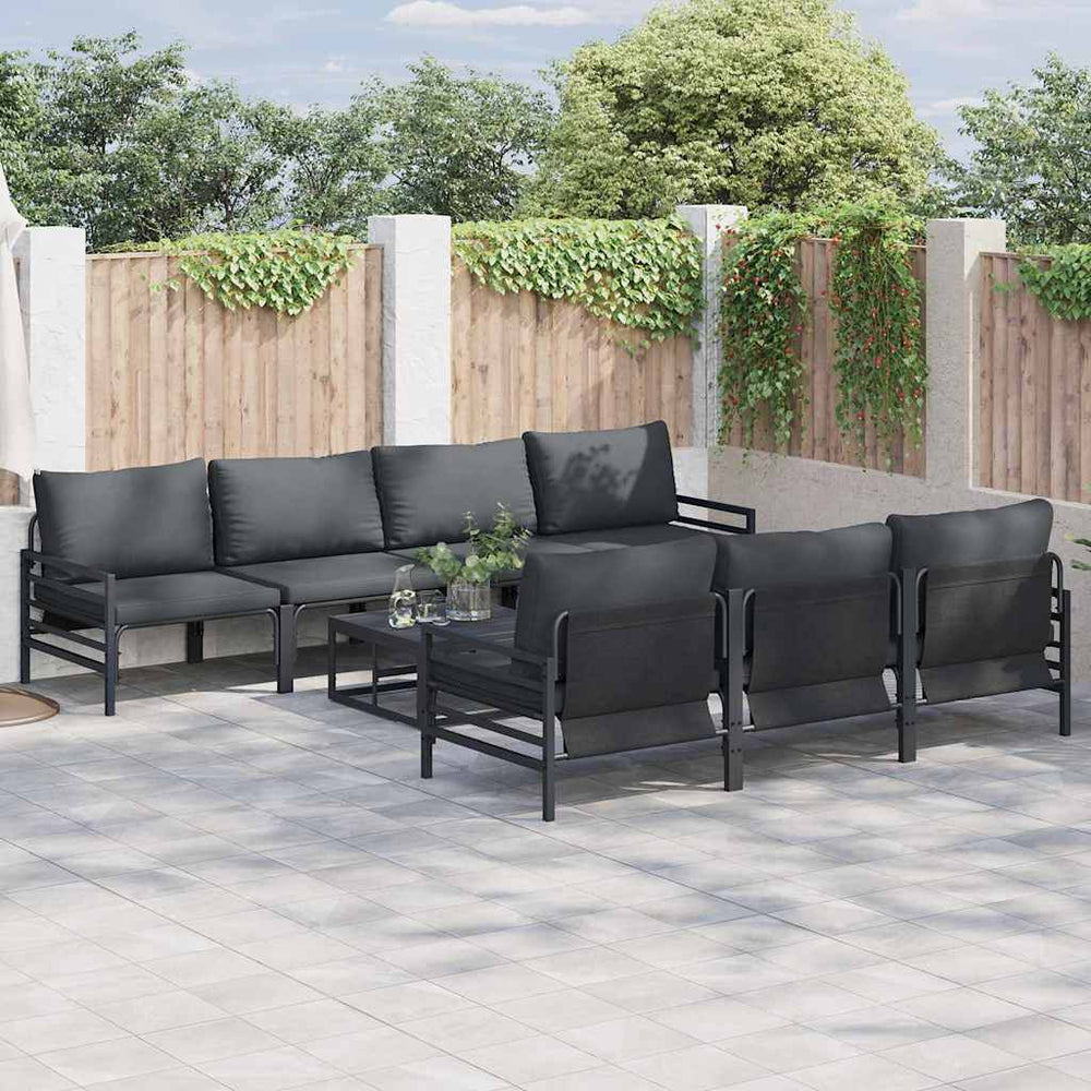 vidaXL Garden Sofa Set 8 pcs Black Steel