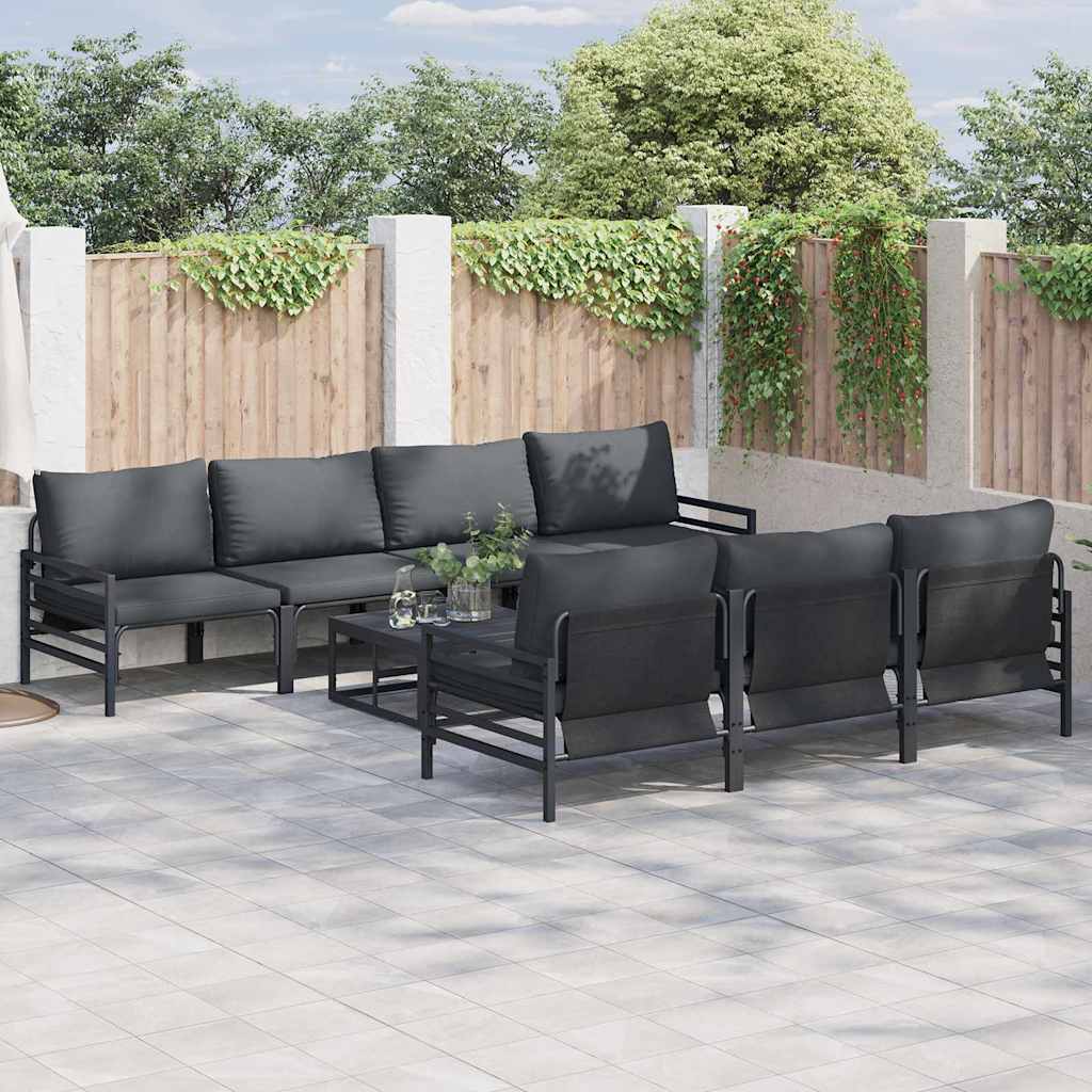 vidaXL Garden Sofa Set 8 pcs Black Steel 1
