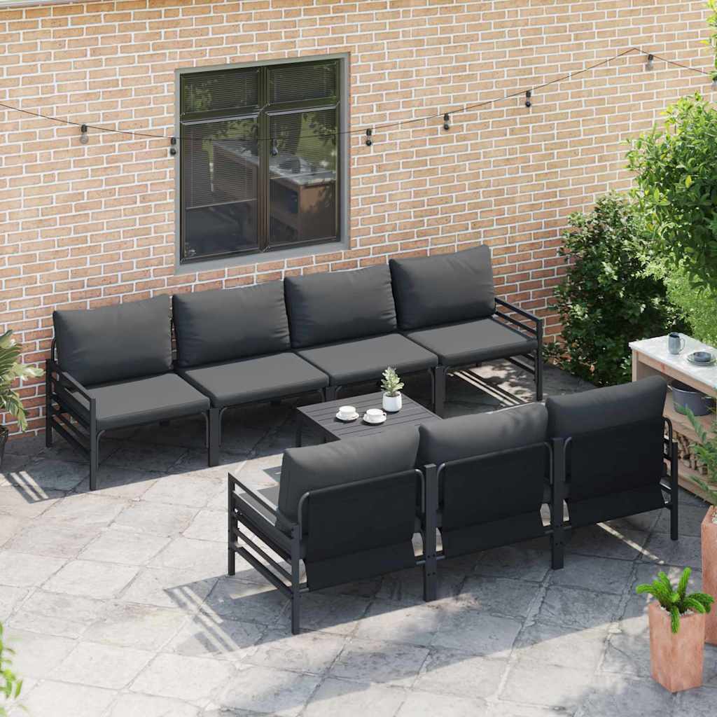 vidaXL Garden Sofa Set 8 pcs Black Steel 3