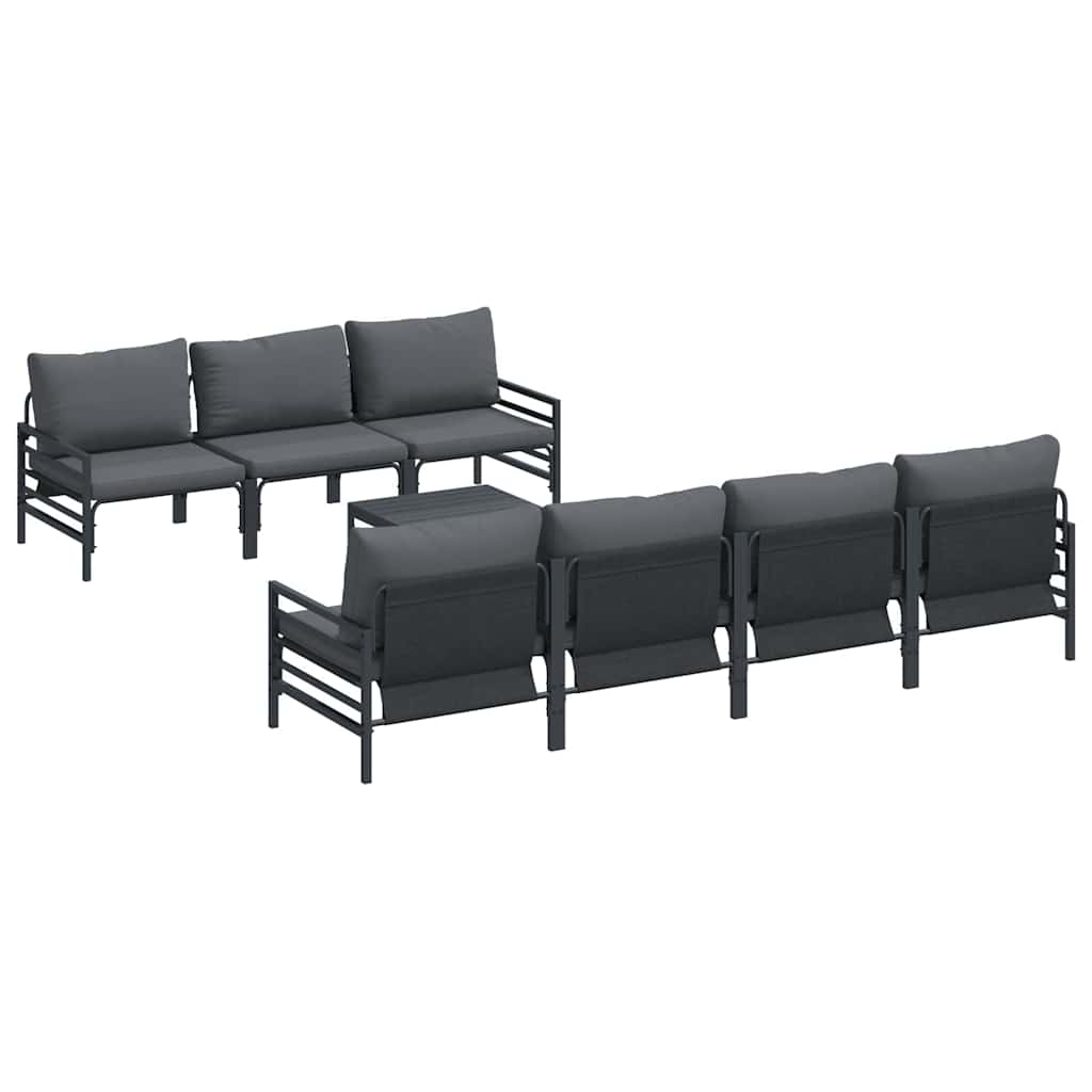 vidaXL Garden Sofa Set 8 pcs Black Steel 2