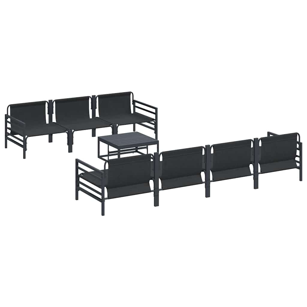 vidaXL Garden Sofa Set 8 pcs Black Steel 6