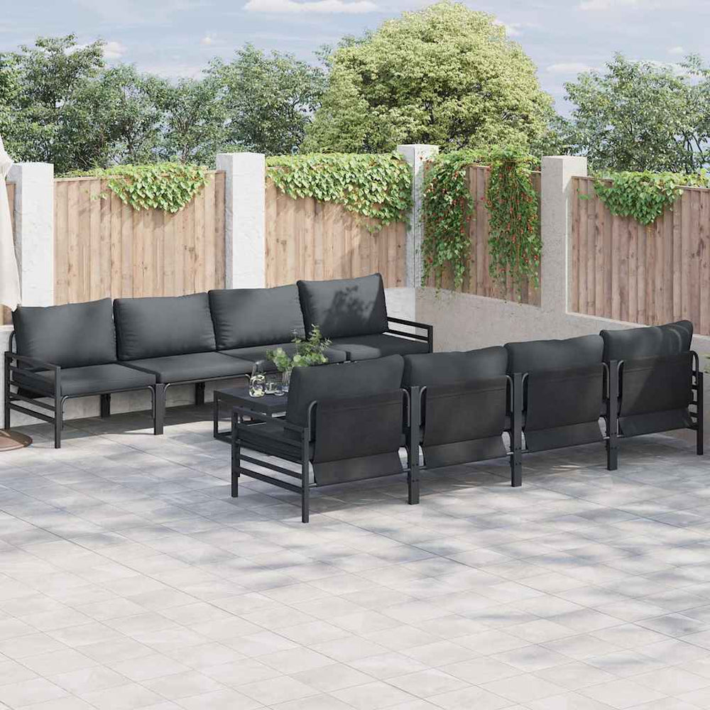 vidaXL Garden Sofa Set 9 pcs Black Steel