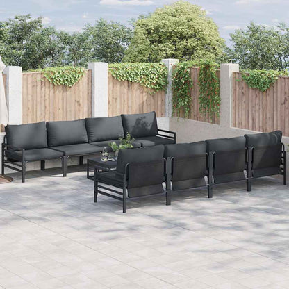 vidaXL Garden Sofa Set 9 pcs Black Steel 1
