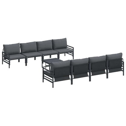 vidaXL Garden Sofa Set 9 pcs Black Steel 2
