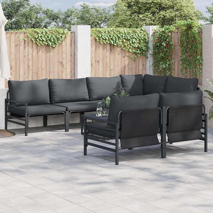 vidaXL Garden Sofa Set 7 pcs Black Steel 1