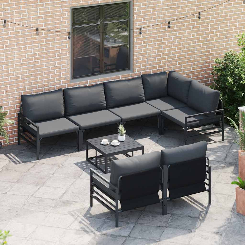 vidaXL Garden Sofa Set 7 pcs Black Steel 3
