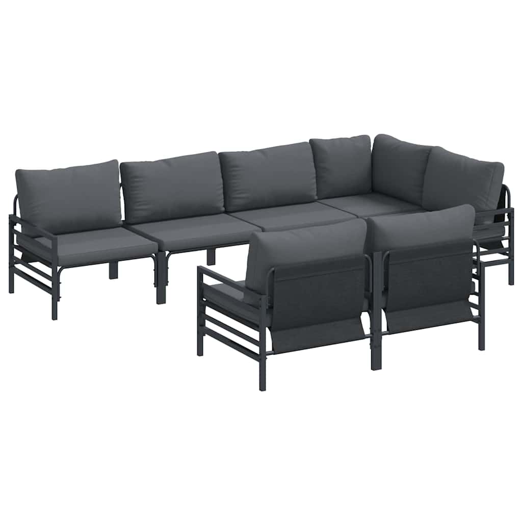vidaXL Garden Sofa Set 7 pcs Black Steel 2