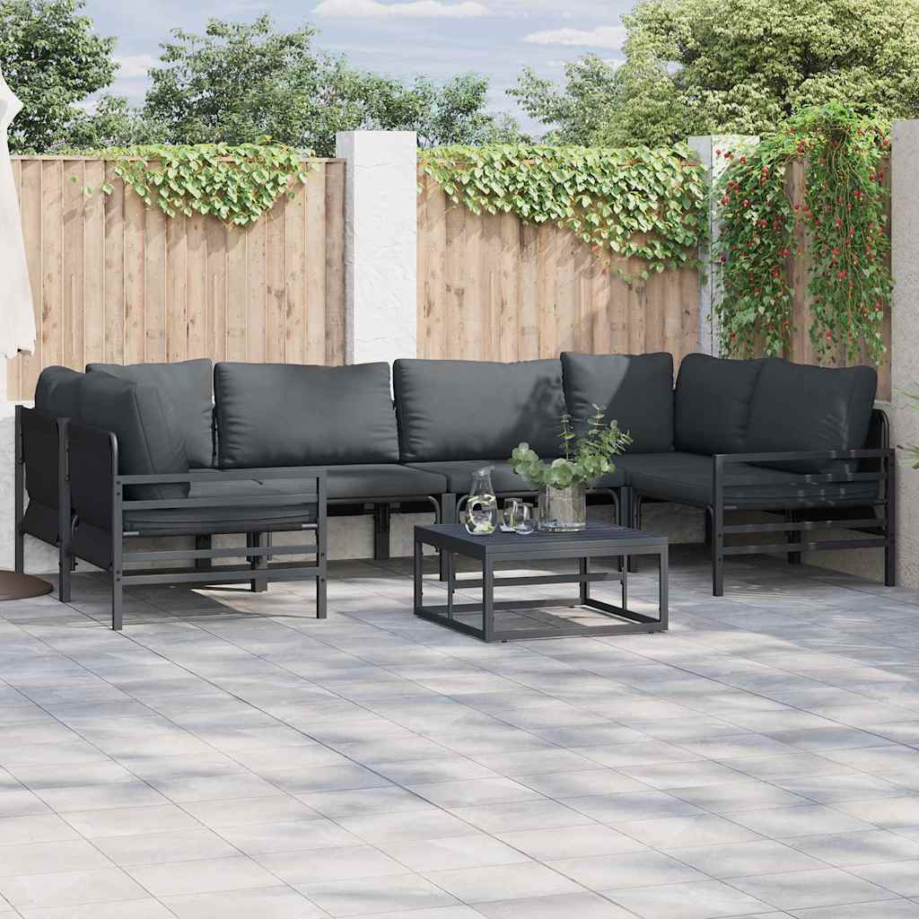 vidaXL Garden Sofa Set 6 pcs Black Steel 1