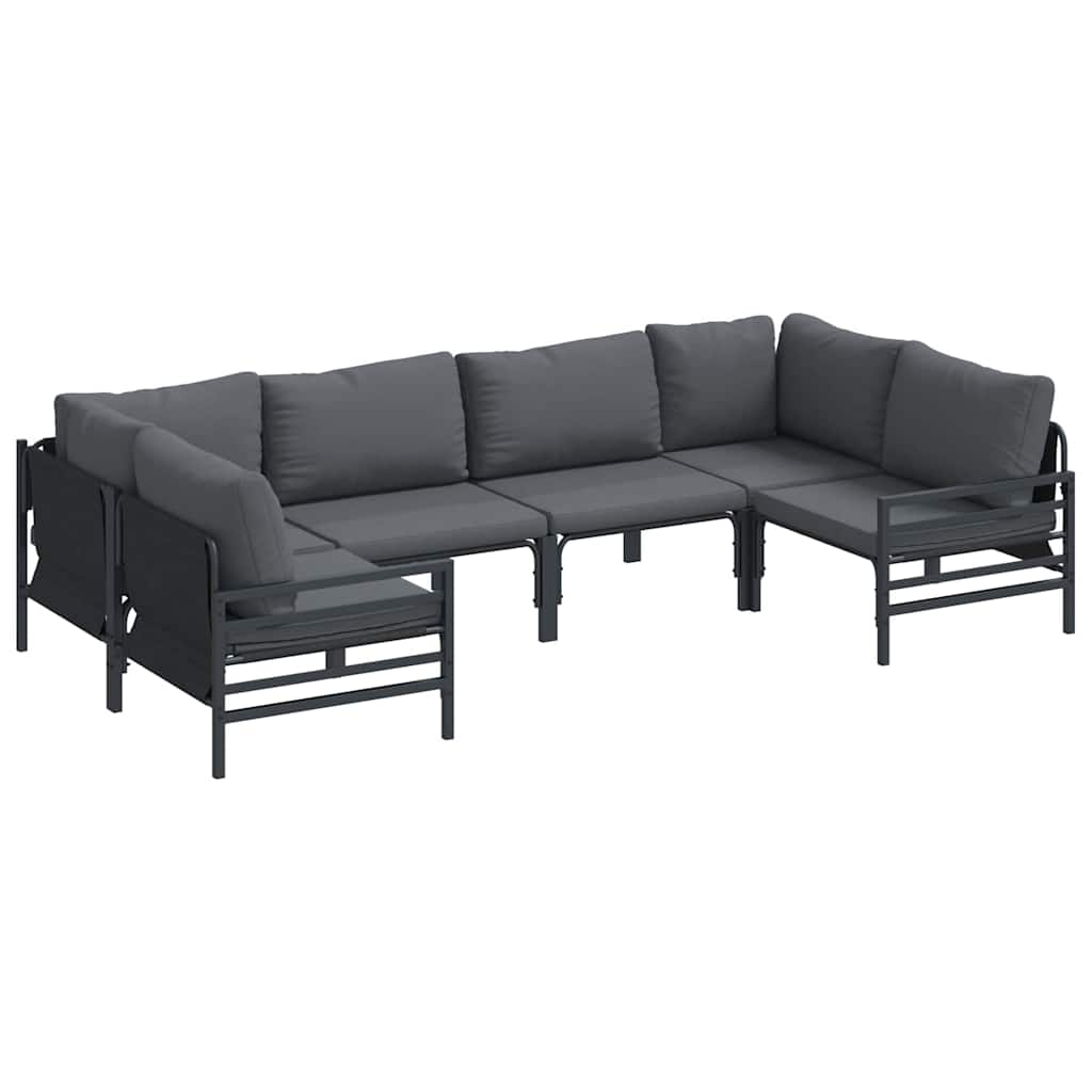 vidaXL Garden Sofa Set 6 pcs Black Steel 2