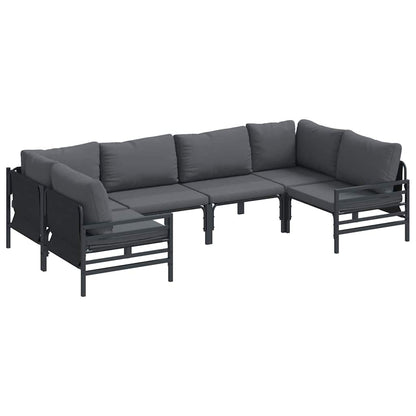 vidaXL Garden Sofa Set 6 pcs Black Steel 2