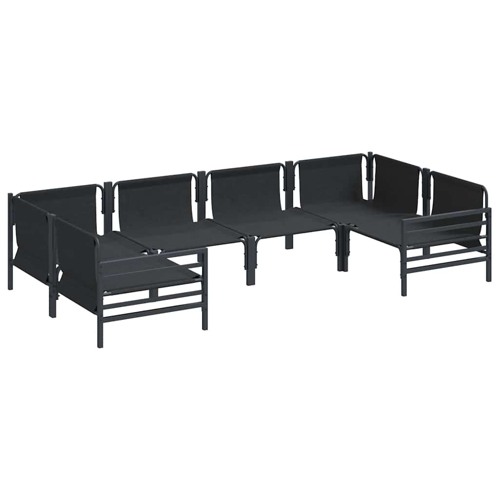 vidaXL Garden Sofa Set 6 pcs Black Steel 5