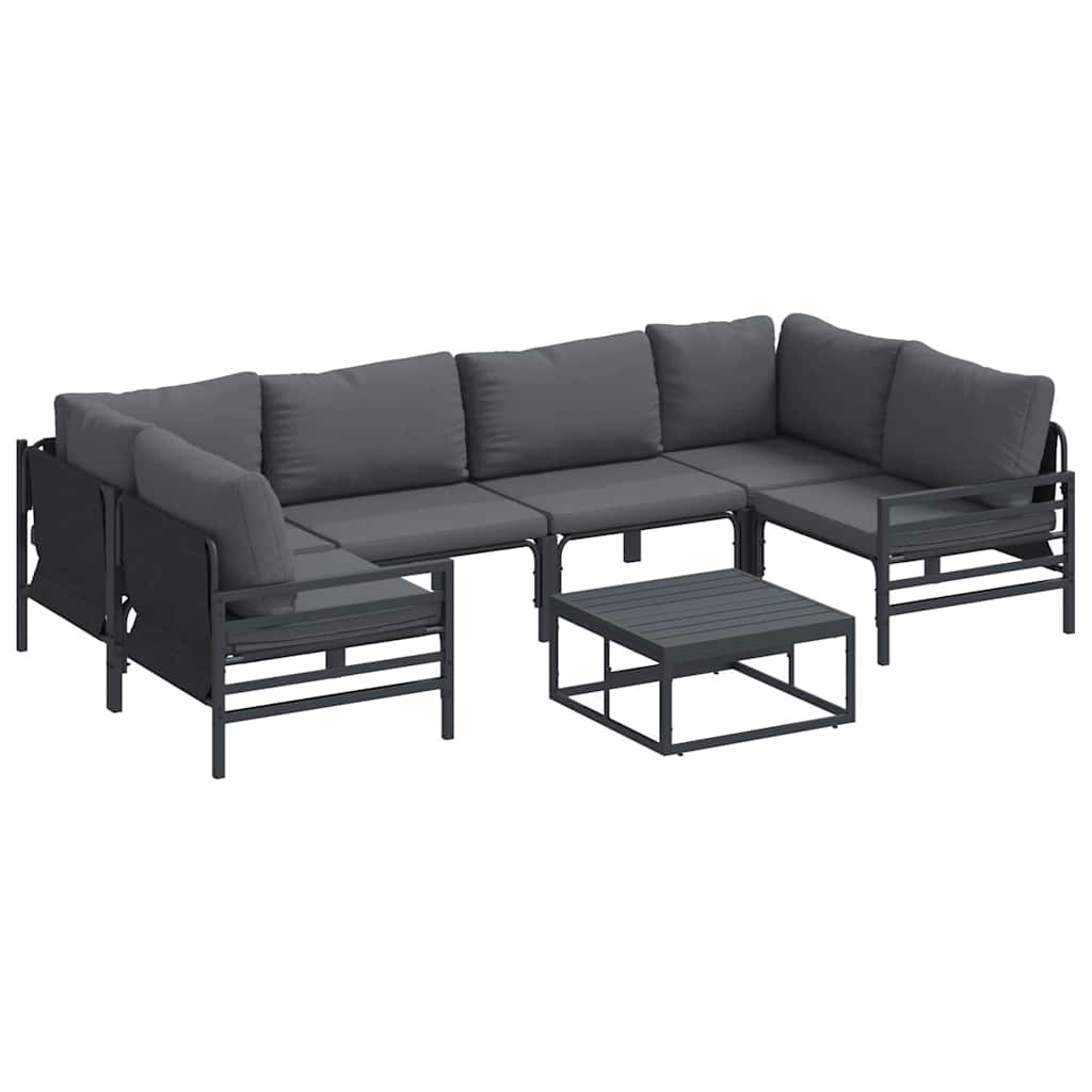 vidaXL Garden Sofa Set 7 pcs Black Steel 2