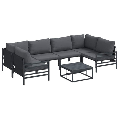 vidaXL Garden Sofa Set 7 pcs Black Steel 2
