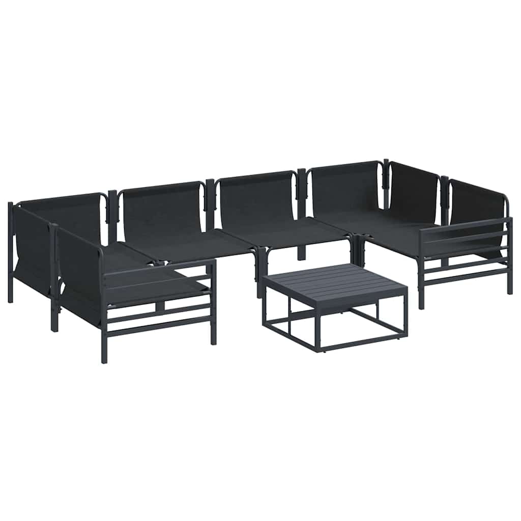 vidaXL Garden Sofa Set 7 pcs Black Steel 6