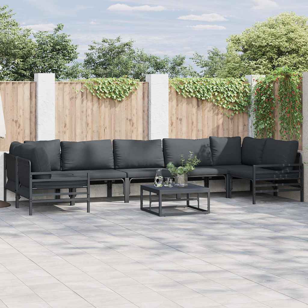 vidaXL Garden Sofa Set 8 pcs Black Steel 1