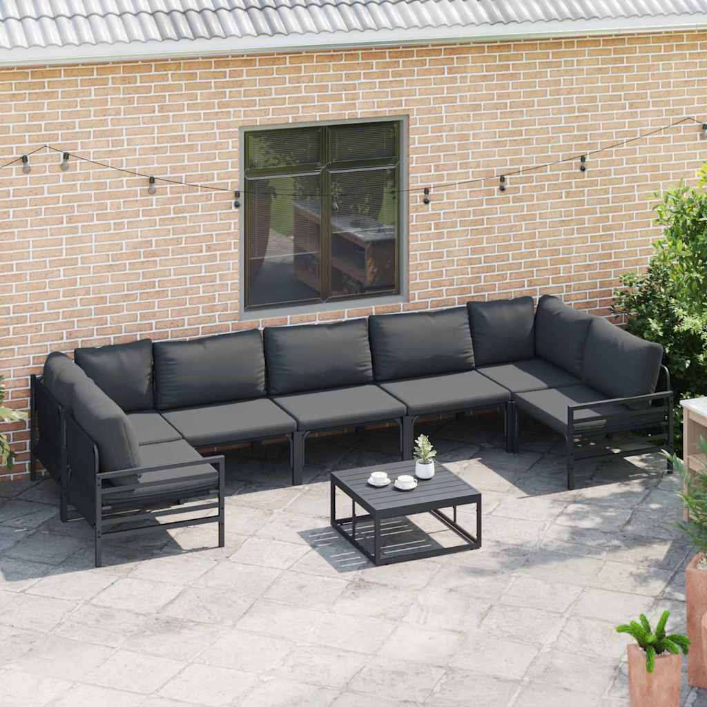 vidaXL Garden Sofa Set 8 pcs Black Steel 3
