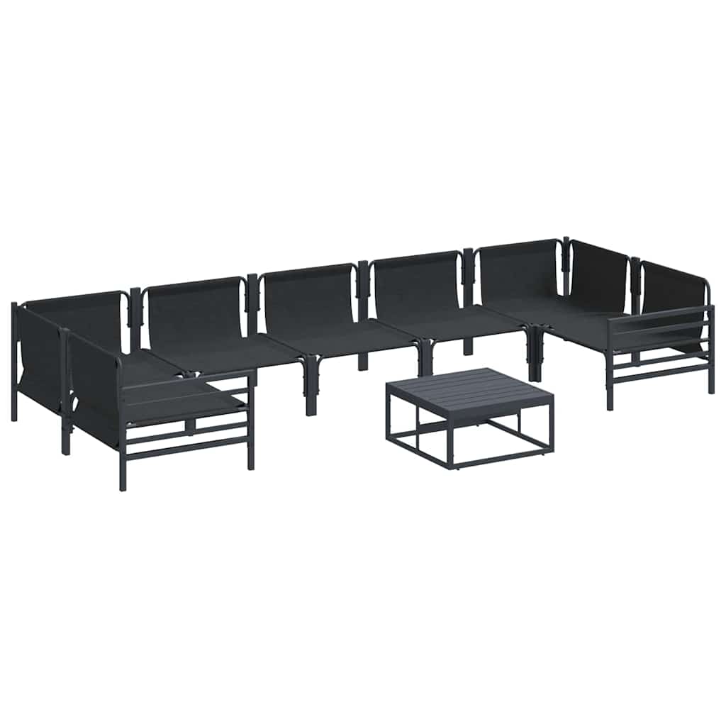 vidaXL Garden Sofa Set 8 pcs Black Steel 6