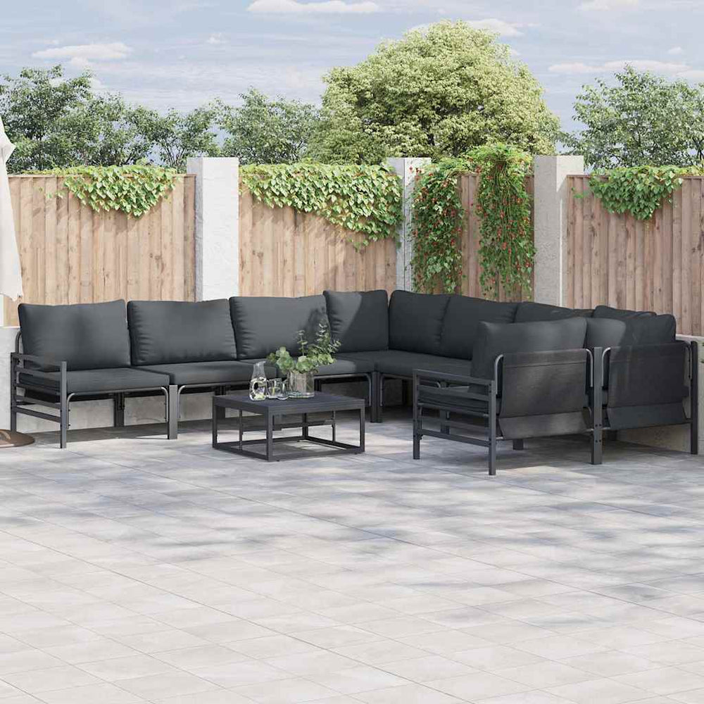 vidaXL Garden Sofa Set 8 pcs Black Steel