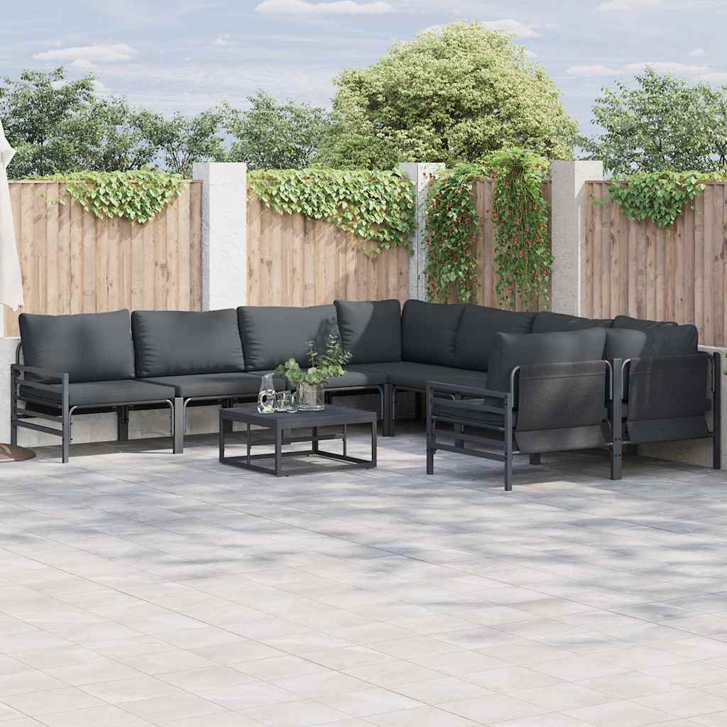 vidaXL Garden Sofa Set 8 pcs Black Steel 1