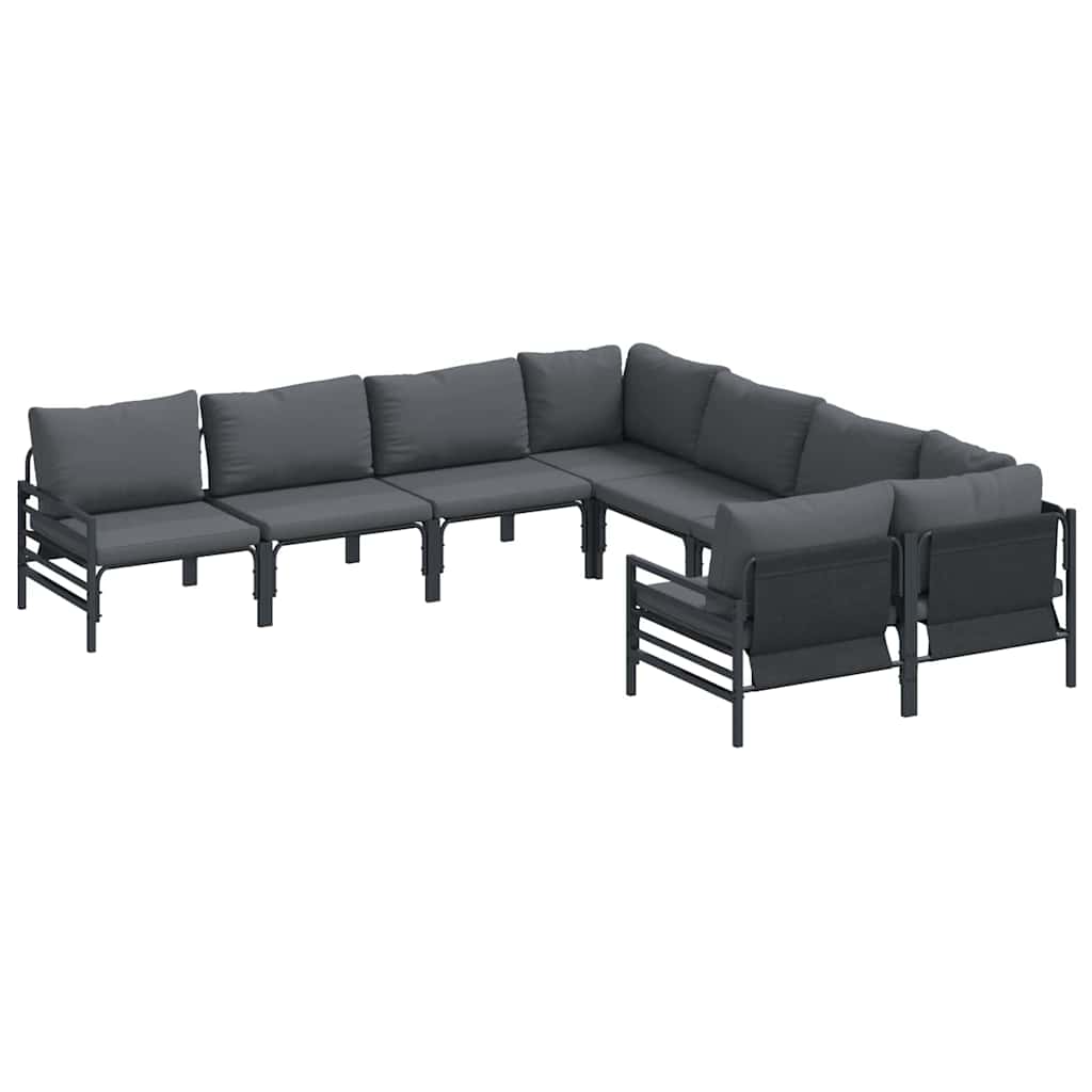 vidaXL Garden Sofa Set 8 pcs Black Steel 2