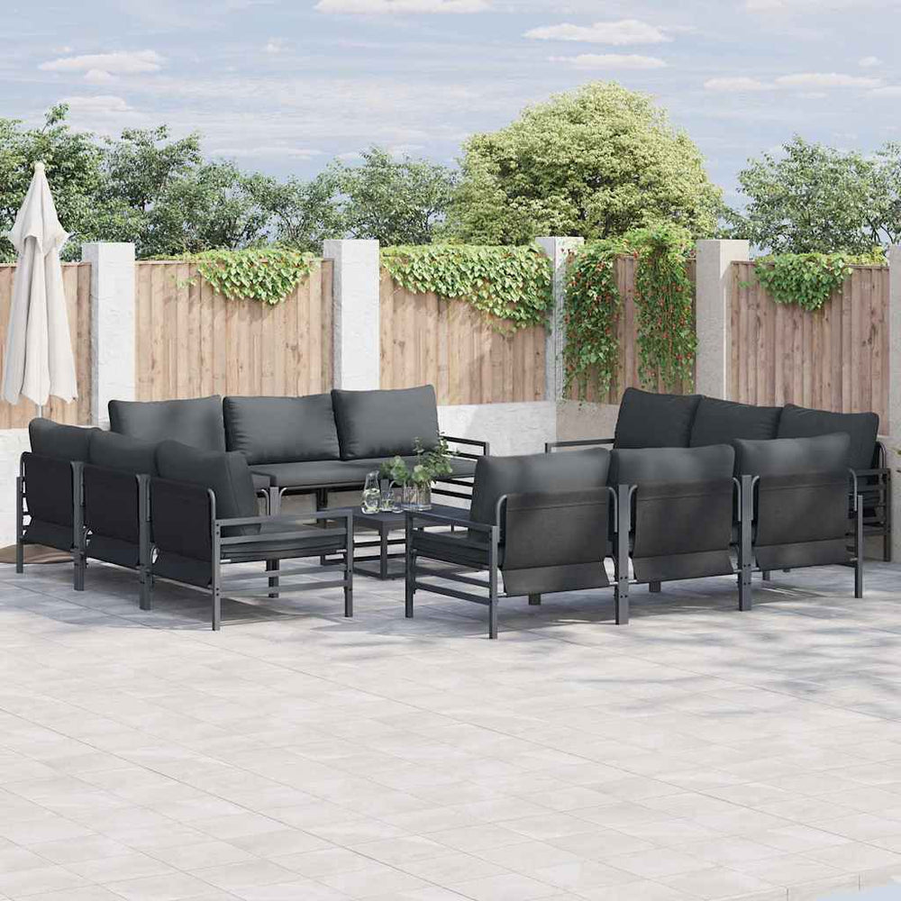 vidaXL Garden Sofa Set 12 pcs Black Steel