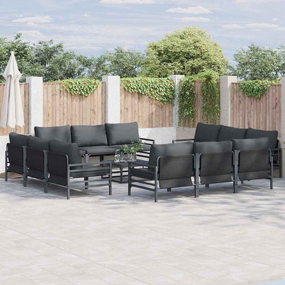 vidaXL Garden Sofa Set 12 pcs Black Steel 1