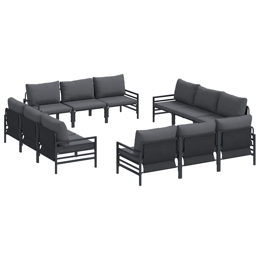 vidaXL Garden Sofa Set 12 pcs Black Steel 2