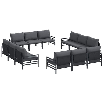 vidaXL Garden Sofa Set 12 pcs Black Steel 2