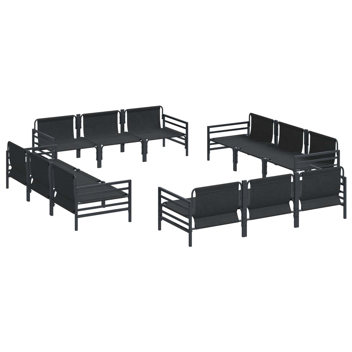 vidaXL Garden Sofa Set 12 pcs Black Steel 5