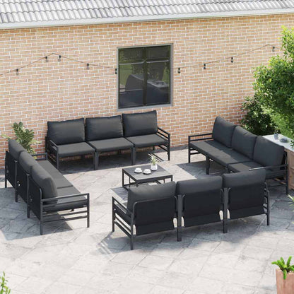 vidaXL Garden Sofa Set 13 pcs Black Steel 3