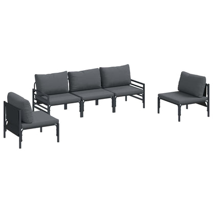 vidaXL Garden Sofa Set 5 pcs Black Steel 2