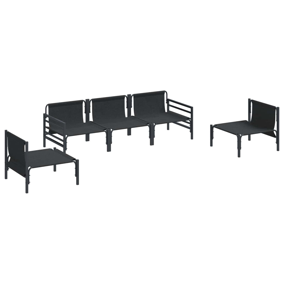 vidaXL Garden Sofa Set 5 pcs Black Steel 5