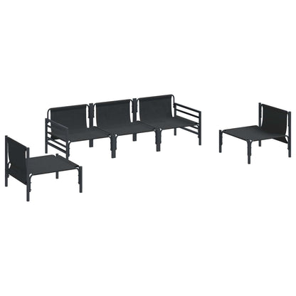 vidaXL Garden Sofa Set 5 pcs Black Steel 5