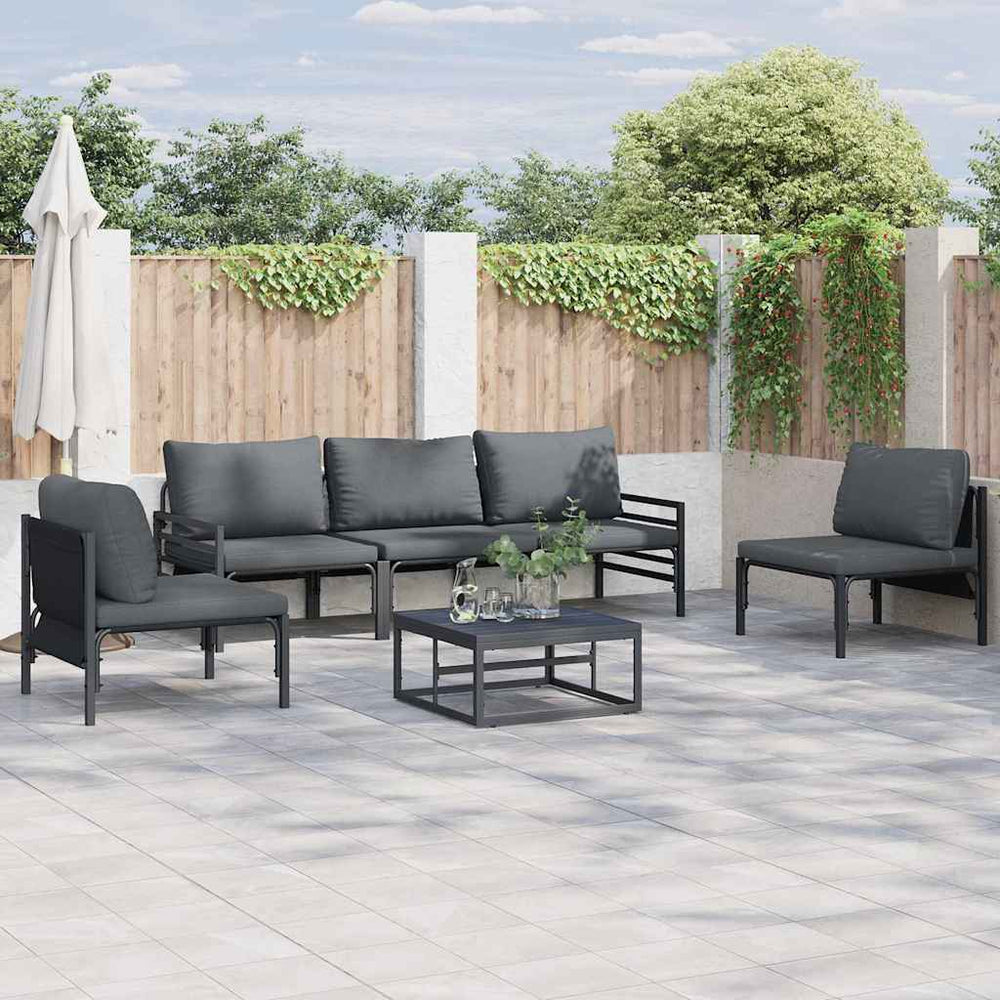 vidaXL Garden Sofa Set 6 pcs Black Steel