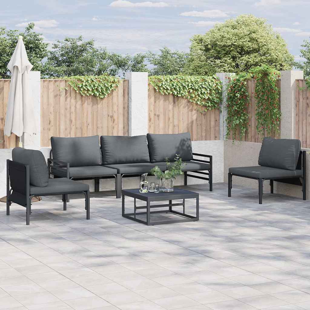 vidaXL Garden Sofa Set 6 pcs Black Steel 1