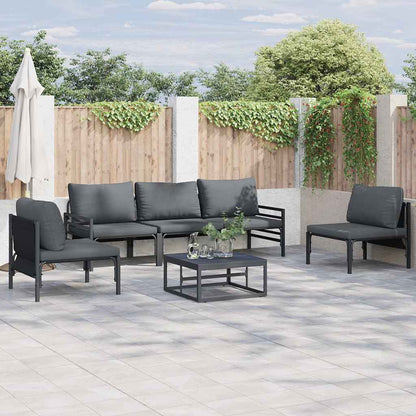 vidaXL Garden Sofa Set 6 pcs Black Steel 1
