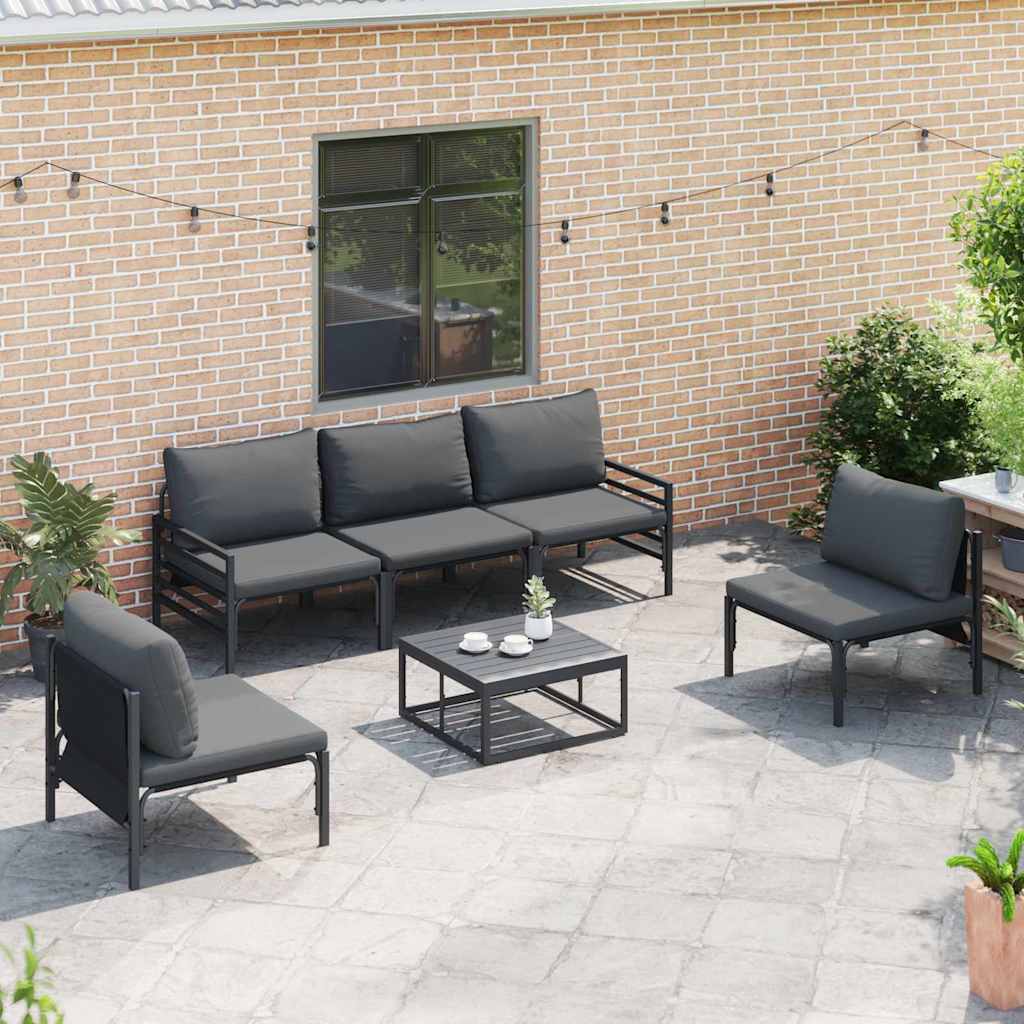 vidaXL Garden Sofa Set 6 pcs Black Steel 3