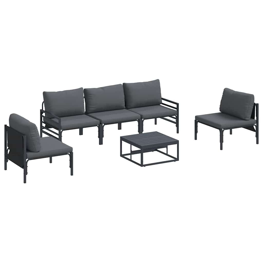 vidaXL Garden Sofa Set 6 pcs Black Steel 2