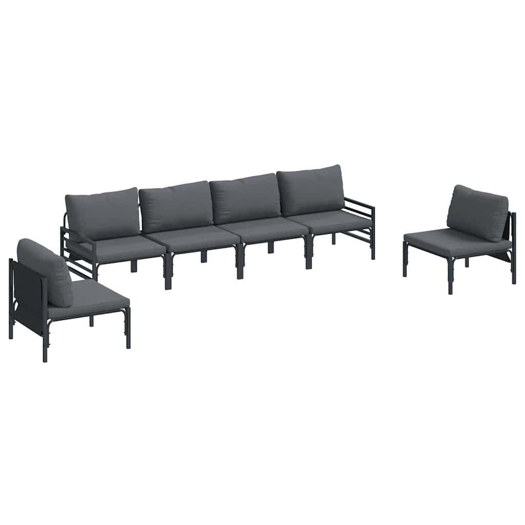 vidaXL Garden Sofa Set 6 pcs Black Steel 2