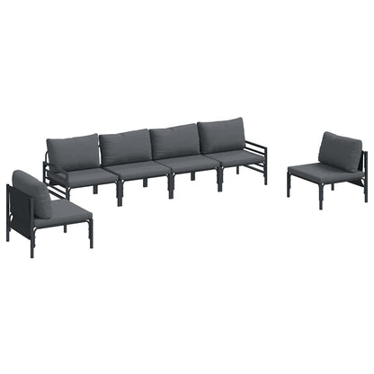 vidaXL Garden Sofa Set 6 pcs Black Steel 2