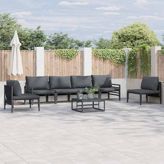 vidaXL Garden Sofa Set 7 pcs Black Steel 1