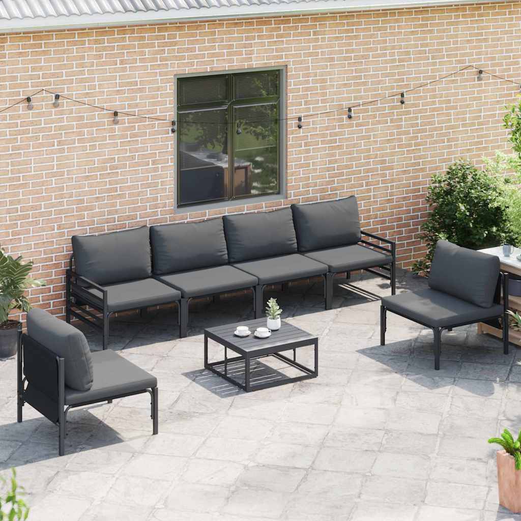 vidaXL Garden Sofa Set 7 pcs Black Steel 3