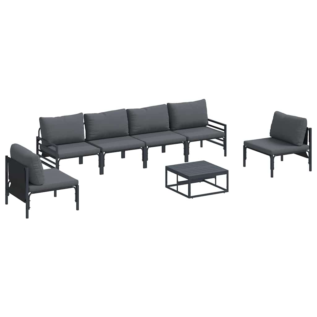 vidaXL Garden Sofa Set 7 pcs Black Steel 2