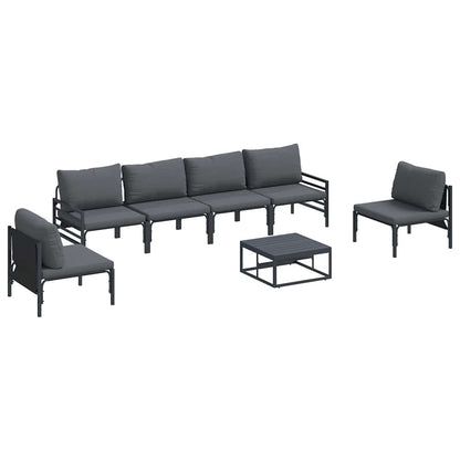 vidaXL Garden Sofa Set 7 pcs Black Steel 2
